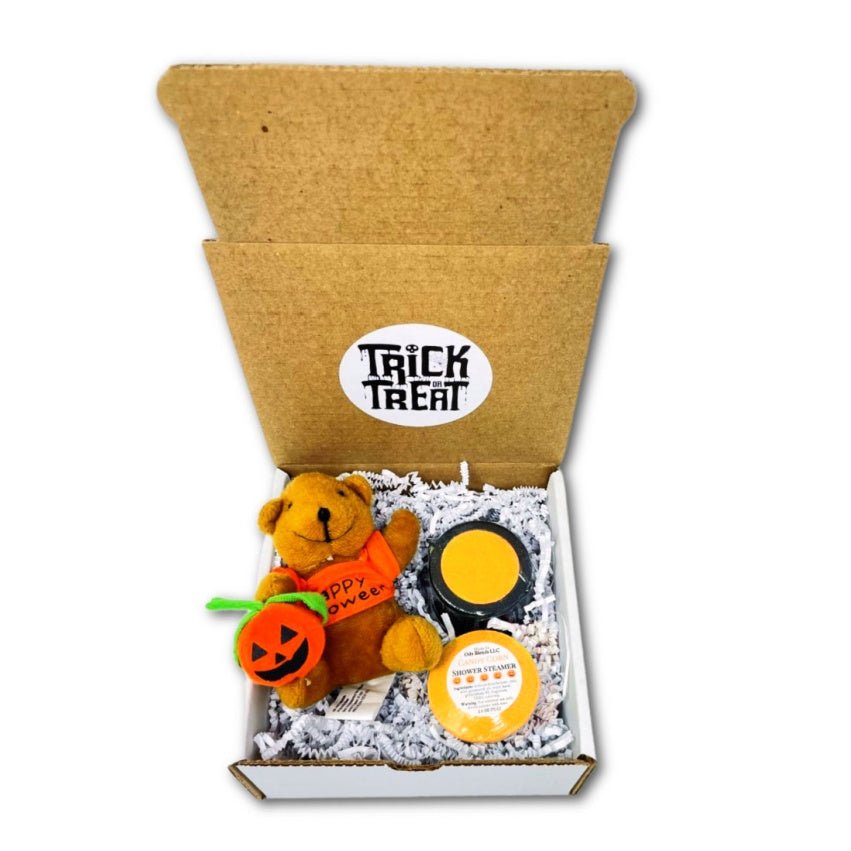 Halloween Gift Box with Plush, Cauldron and Shower Steamer - Oily BlendsHalloween Gift Box with Plush, Cauldron and Shower Steamer