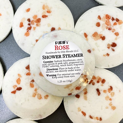Purify Shower Steamers with Pink Himalayan Salt Rose - Oily BlendsPurify Shower Steamers with Pink Himalayan Salt Rose