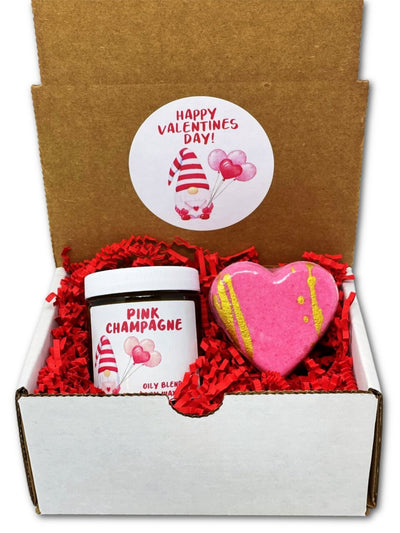 Valentine Candle and Heart Bath Bomb Gift Set - Oily BlendsValentine Candle and Heart Bath Bomb Gift Set