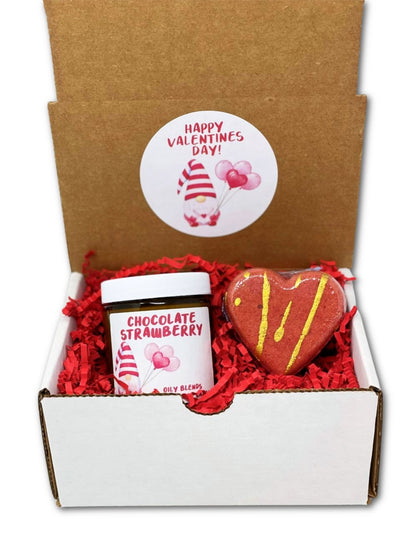 Valentine Candle and Heart Bath Bomb Gift Set - Oily BlendsValentine Candle and Heart Bath Bomb Gift Set